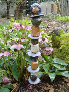 Garden Ridge Pottery on This Ceramic Garden Totem By Pumpkin Ridge Pottery Adds A Dash Of